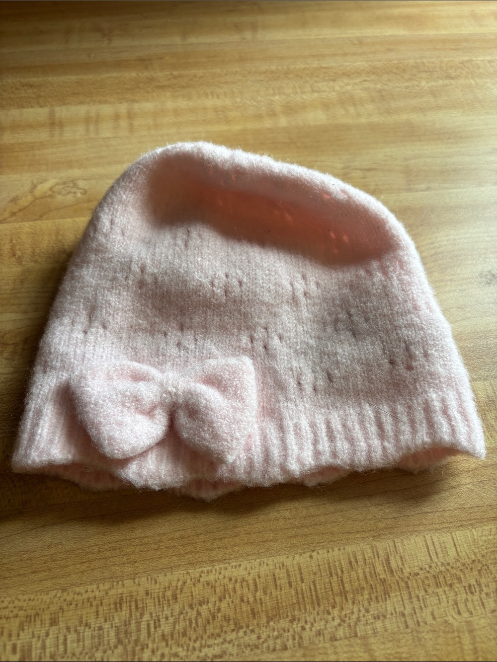 GAP Pink Bow Knit Beanie for Kids